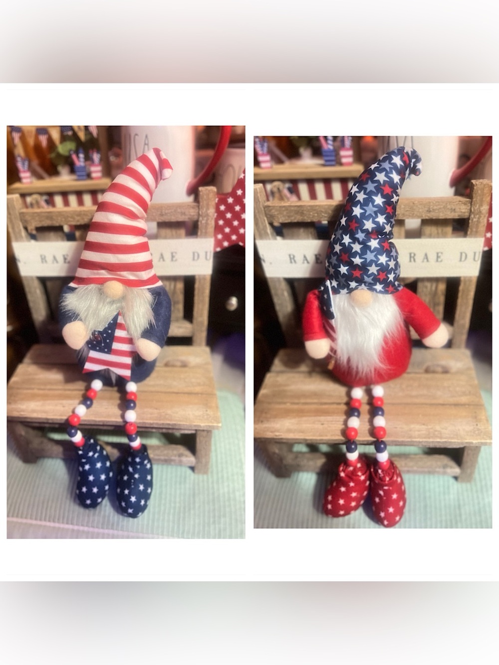 Set of 2 Hobby Lobby Patriotic Gnomes - Stars & Stripes NWOT